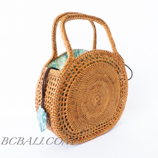 Rattan Handbag Moon Shape Filigree desaign handwoven